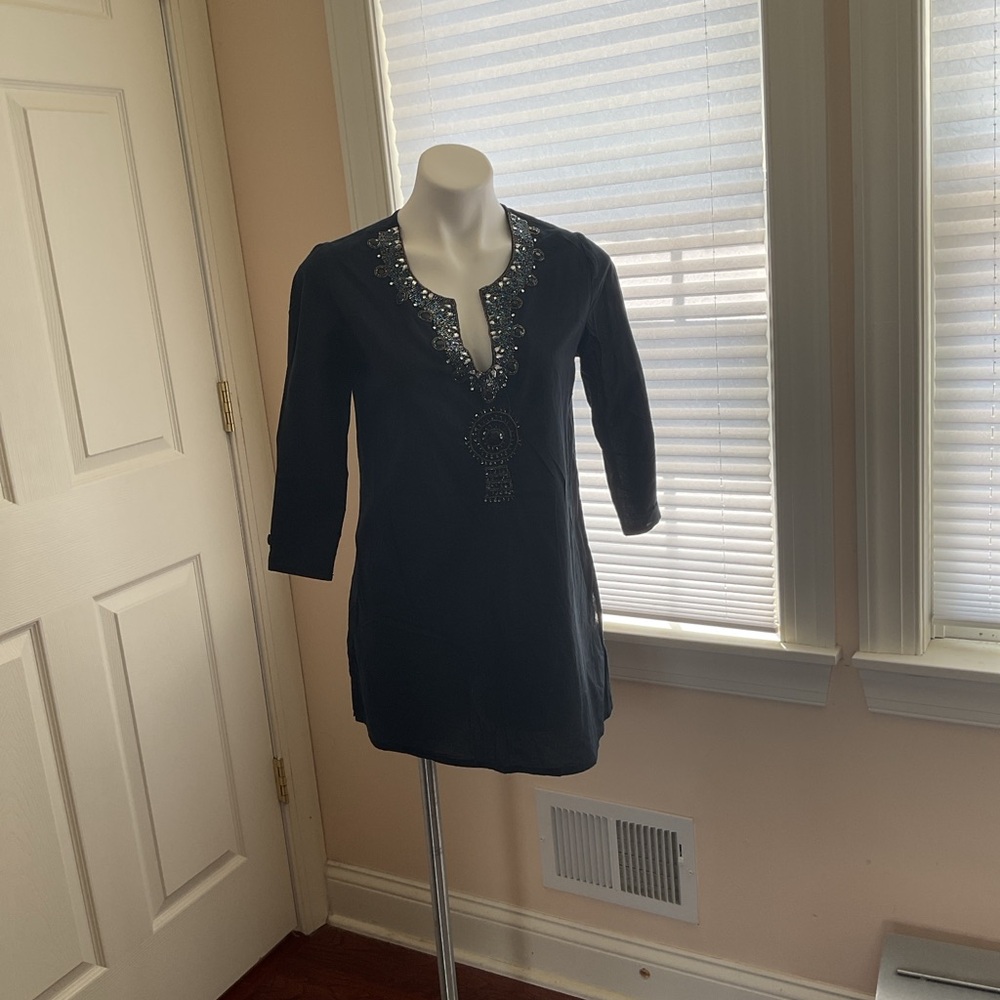 Cute Options Black Embellished Tunic/coverup